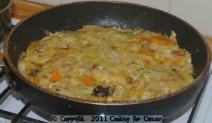 Bubble and Squeak cooking.