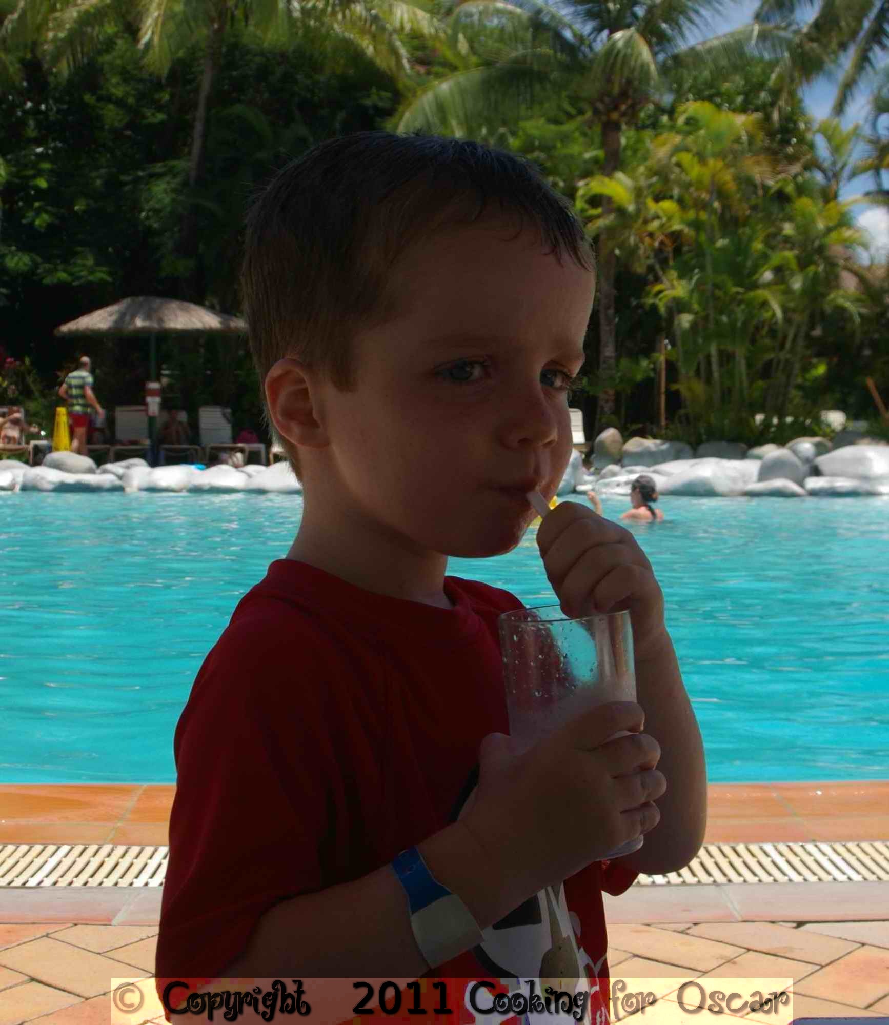 Oscar by the pool
