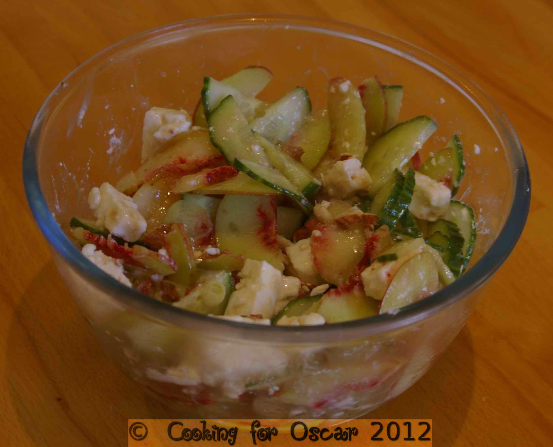 Nectarine, Cucumber, Feta and Almond Salad