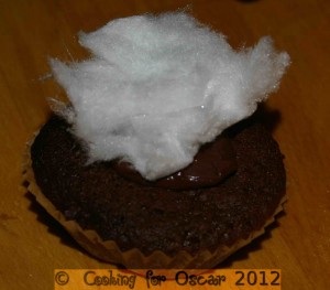 Bunny Tails (Mini Chocolate Fudge Cup Cakes with Fairy Floss)