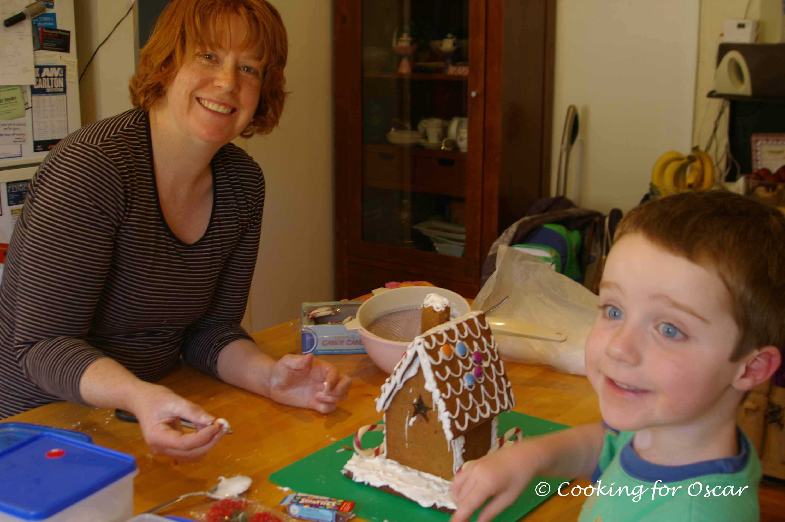 Decorating our Gingerbread House