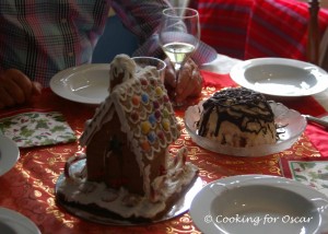 Ice Cream Bombe and Gingerbread House