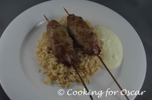 Beef Koftas with Brown Rice and Saffron Yogurt