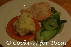 Pumpkin Rings, Salmon and Steamed Bok Choy